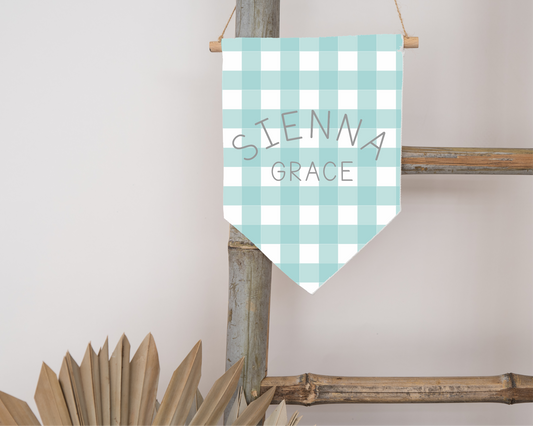 Personalised Flag - Sage Gingham