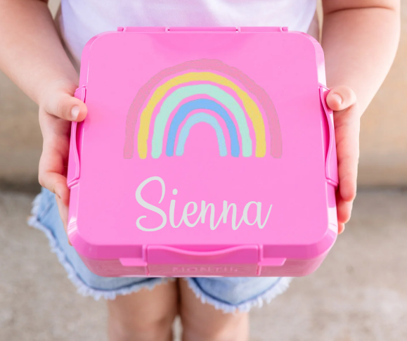 Personalised Pink Lunch Box - Pastel Rainbow