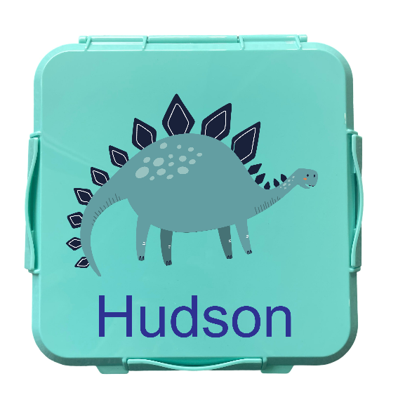 Personalised Mint Lunch Box - Stegosaurus