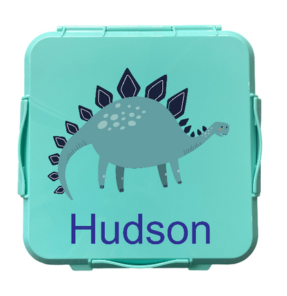 Personalised Mint Lunch Box - Stegosaurus