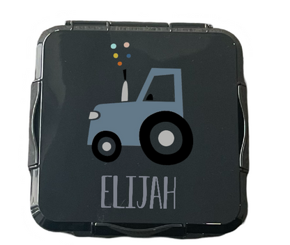 Personalised Black Lunch Box - Tractor