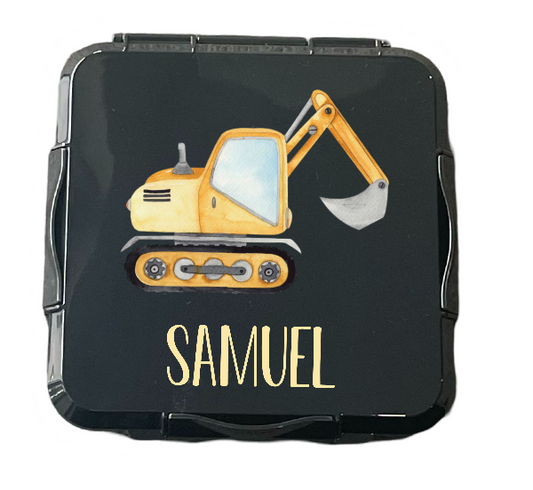 Personalised Black Lunch Box - Digger