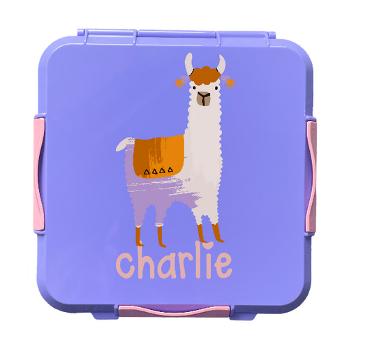 Personalised Purple Lunch Box - Llama