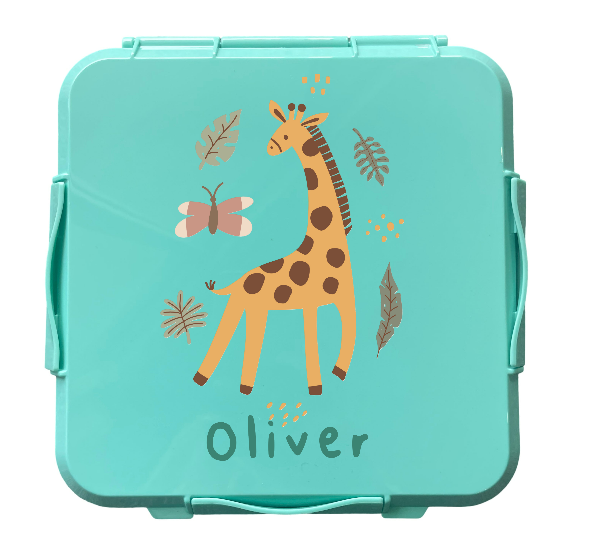 Personalised Mint Lunch Box - Giraffe