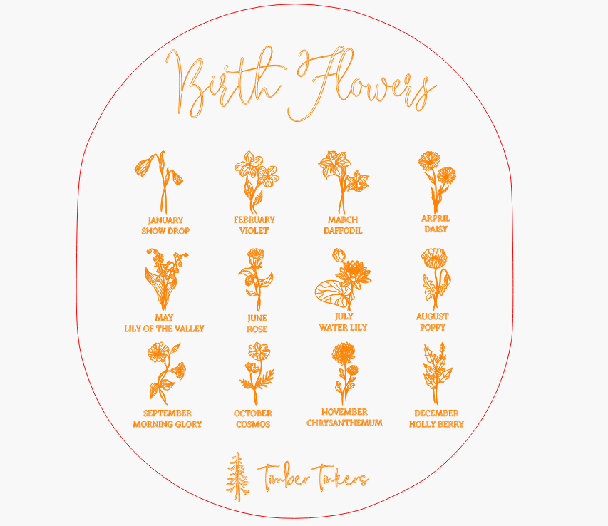 Personalised Wooden Scrapbook - Birth Flower