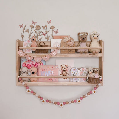 Compact Wall Organizer Shelf with 2 Tier -Varnished SolidWood
