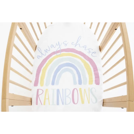 always chase Rainbows Jersey fitted Cot Sheet