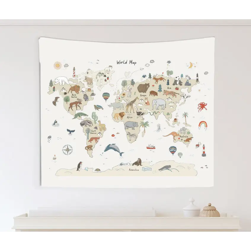 Animal Map Canvas Wall Hang