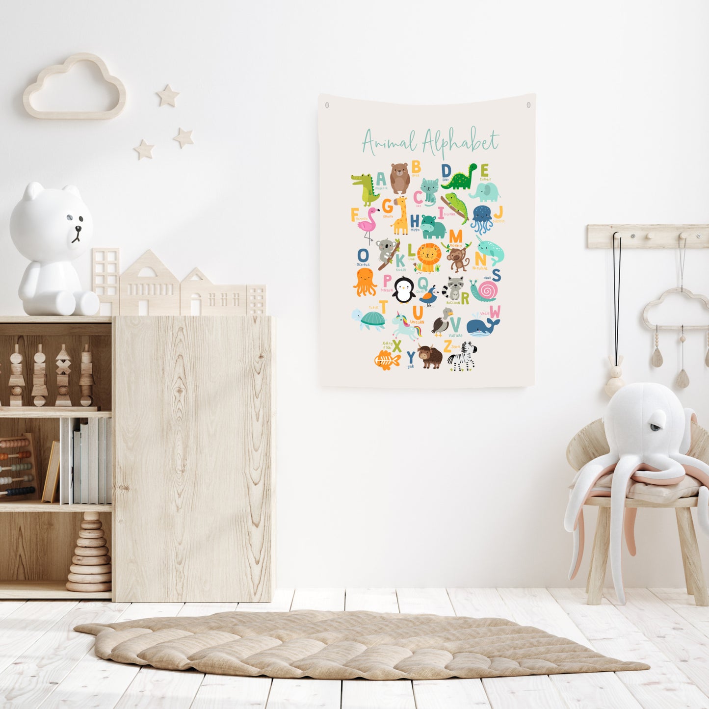 Animal Alphabet Colour Canvas Wall Hang