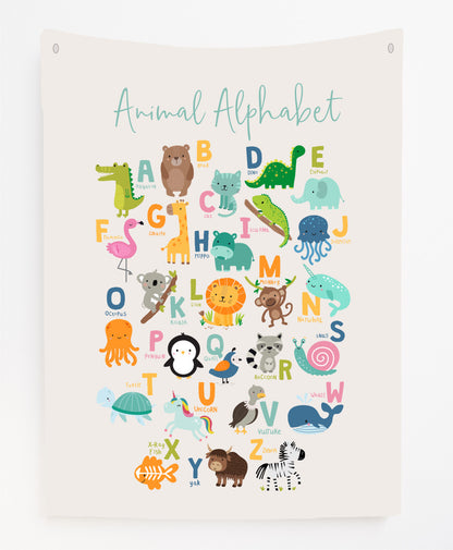 Animal Alphabet Colour Canvas Wall Hang