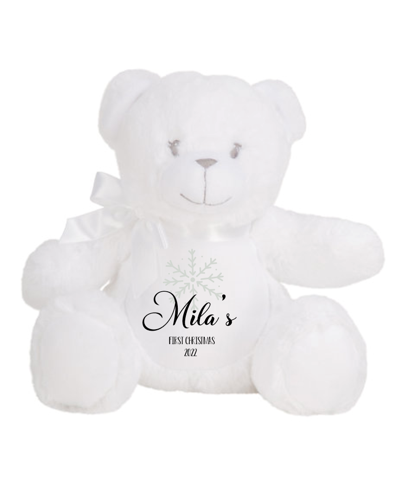 White Teddy Plush - Snowflake