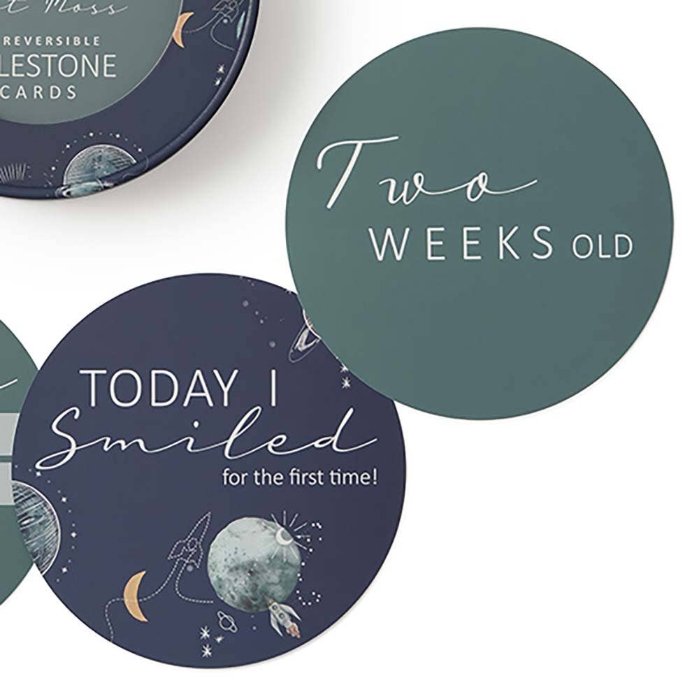 Milky Way & Soft Moss Reversible Milestone Cards - Timber Tinkers