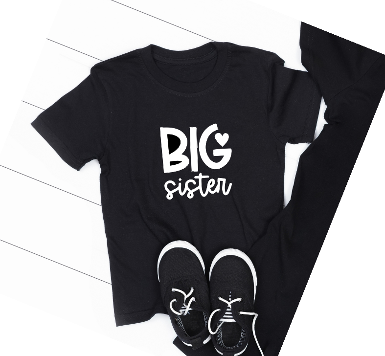 BIG sister black TSHIRT - Size 8