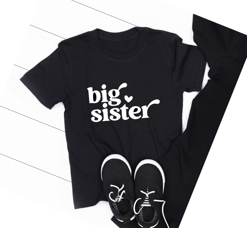 big sister Black TSHIRT - Size 5