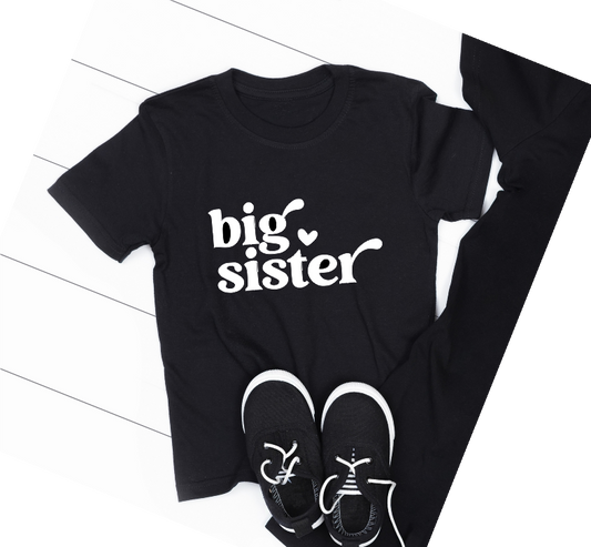 big sister Black TSHIRT - Size 6