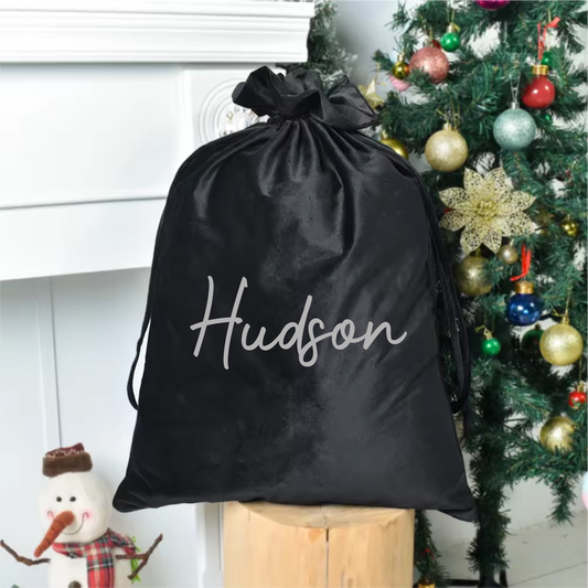 Personalised Velvet Santa Sack - Black