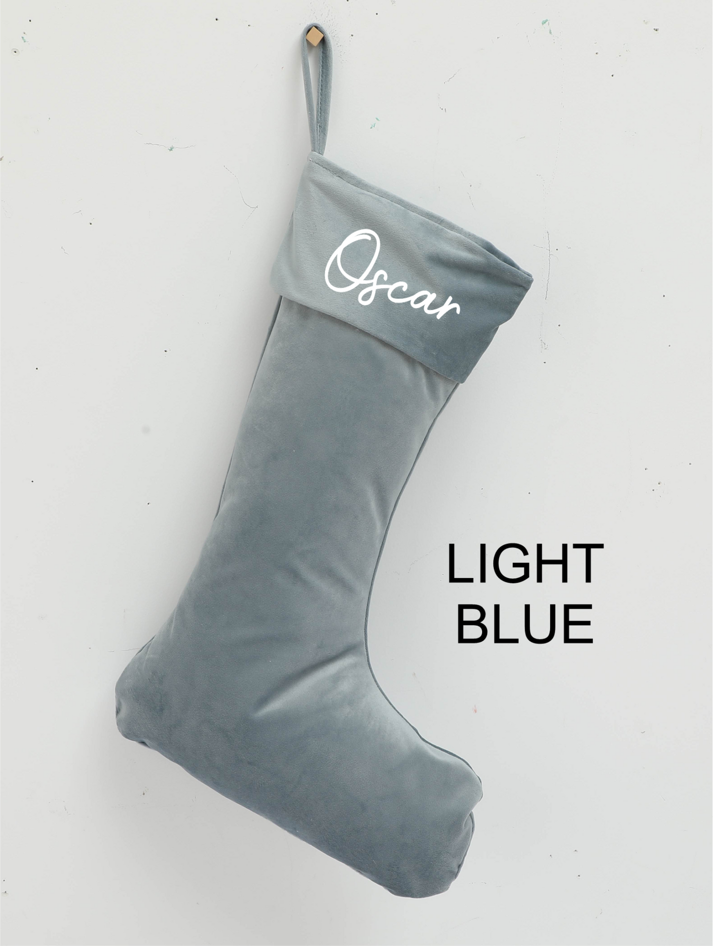 Personalised Velvet Stockings - Light Blue