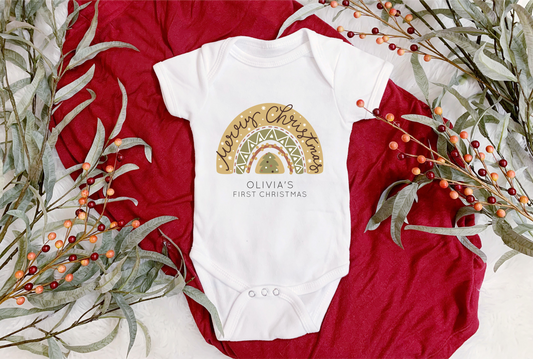 Christmas Onesie - First Chirstmas Boho Rainbow