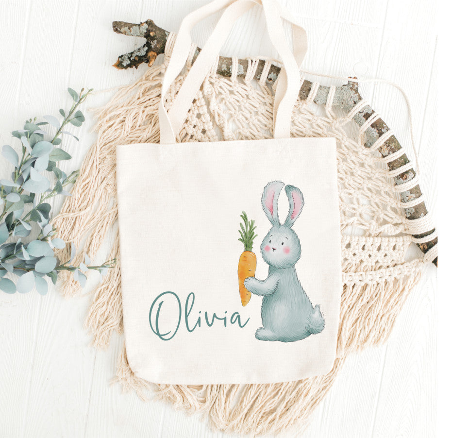 Personalised Easter Egg Hunt Bag - Grey Bunny