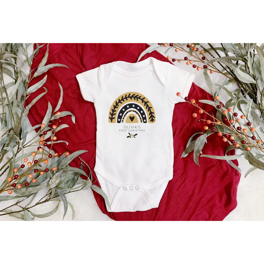 Christmas Onesie - First Chirstmas Boho Rainbow Black