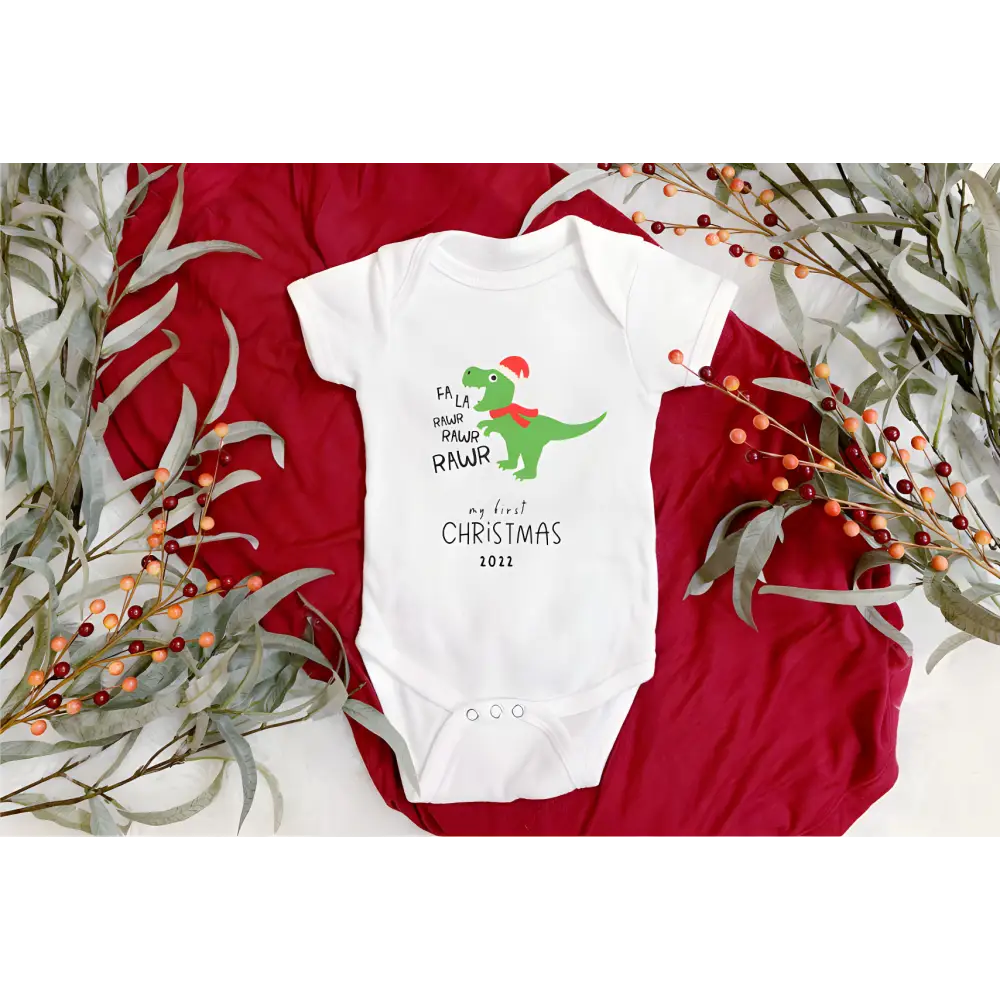 Christmas Onesie - First Chirstmas Dino - Timber Tinkers