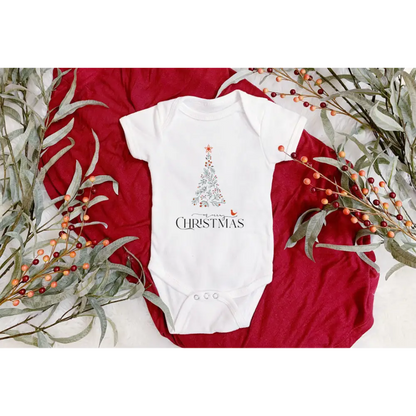 Christmas Onesie - Floral Christmas Tree - Timber Tinkers
