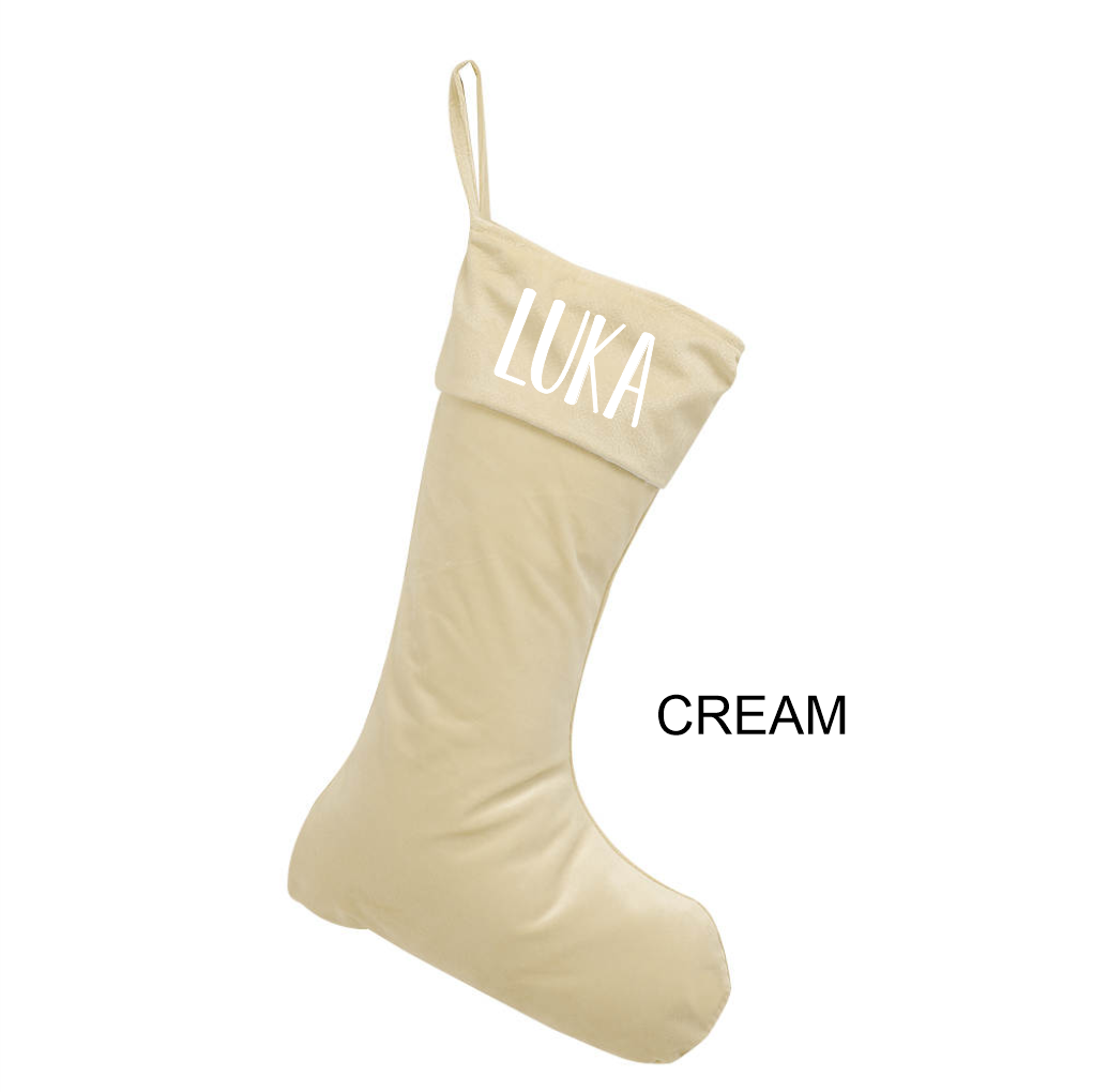 Personalised Velvet Stockings - Cream