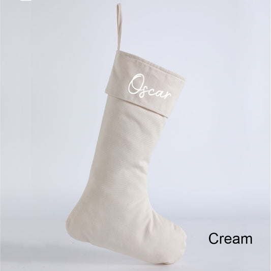 Personalised Canvas Stockings - Cream