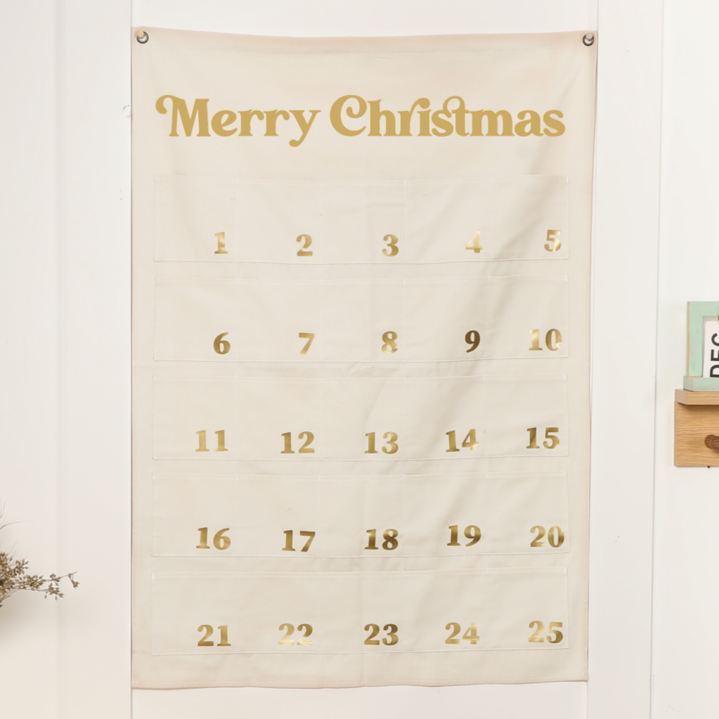 Extra Large Merry Christmas Advent Calendar - CREAM