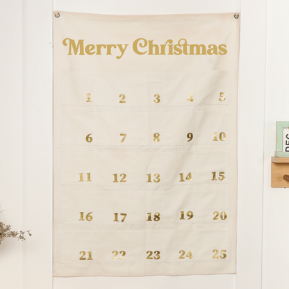 Extra Large Merry Christmas Advent Calendar - CREAM