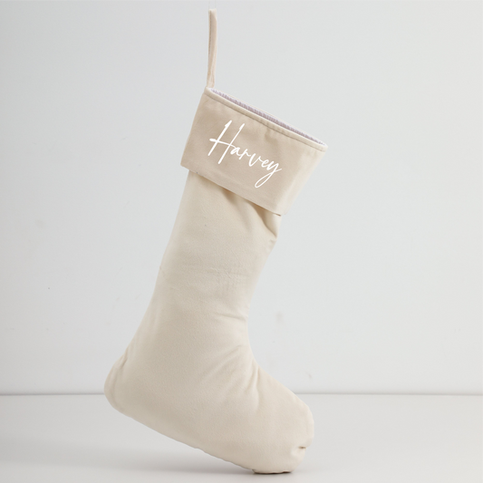 Personalised Velvet Stockings - Cream