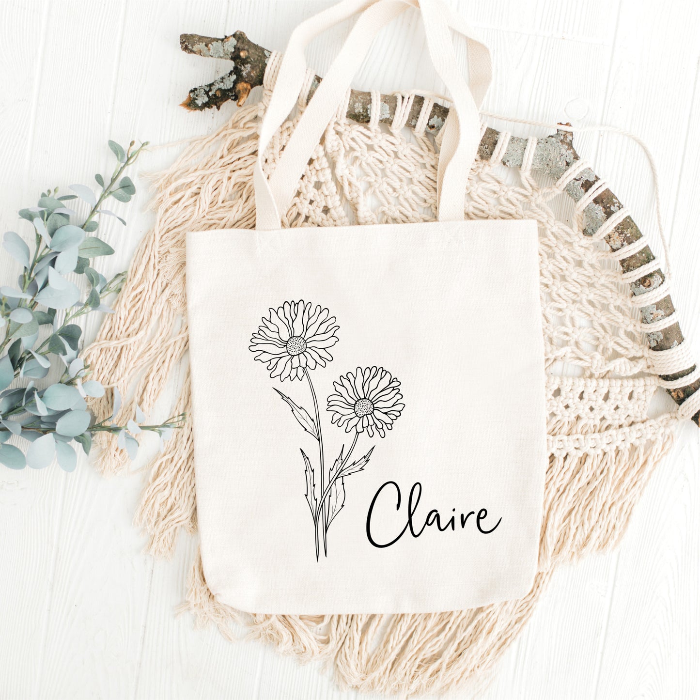 Personalised Daisy Tote Bag