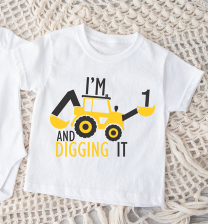 Digger Truck Birthday T-Shirt