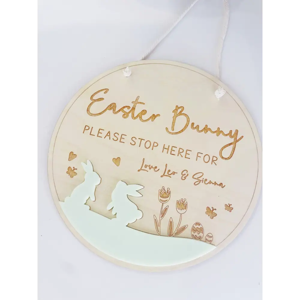 Easter Bunny Please Stop Here Sign 3D - Timber Tinkers