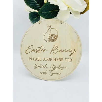 Easter Bunny Please Stop Here Sign - Bunny Basket