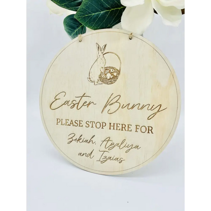 Easter Bunny Please Stop Here Sign - Bunny Basket