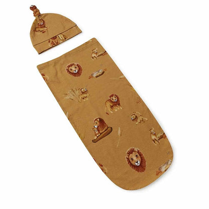 Roar Snuggle Swaddle & Beanie Set