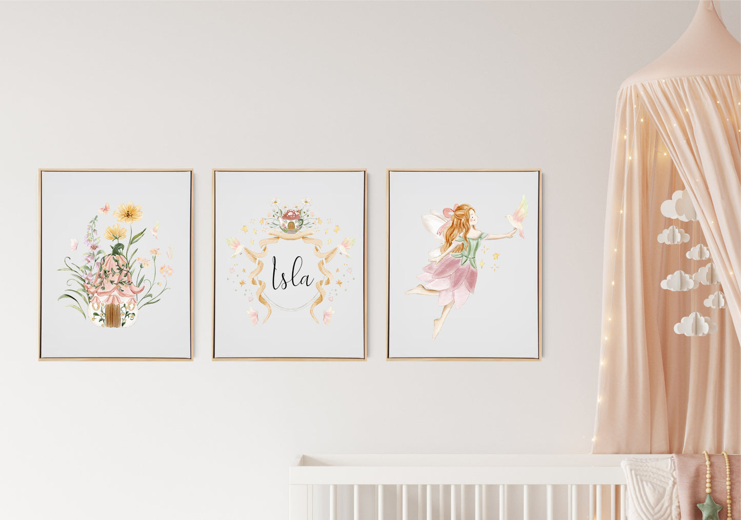 Personalised Fairy Wooden Canvas Print Set