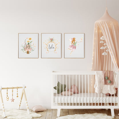 Personalised Fairy Wooden Canvas Print Set