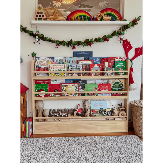 Front Facing Bookshelf with 3 Tier - SolidWood - Varnished Solid wood