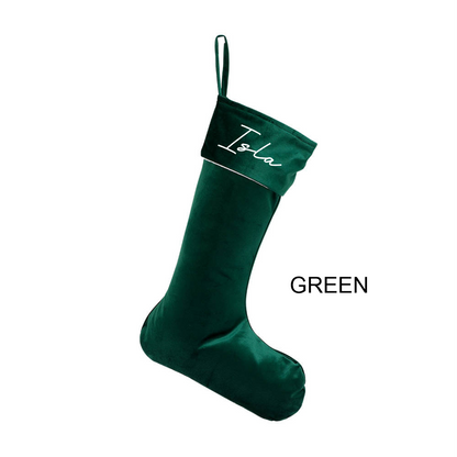 Personalised Velvet Stockings - Green