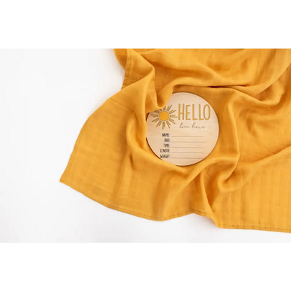 Hello I'm Here Sun Wooden Birth Disc - Timber Tinkers