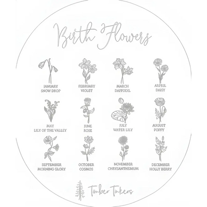 Hello World Birth Flower Annoucement Disc - Timber Tinkers