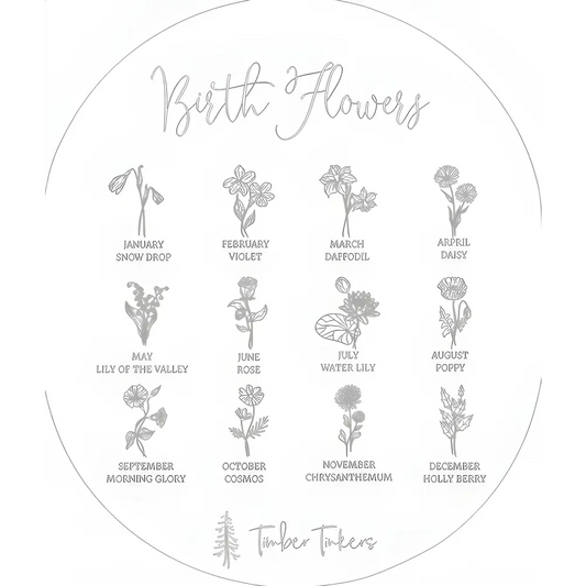 Hello World Birth Flower Annoucement Disc - Timber Tinkers