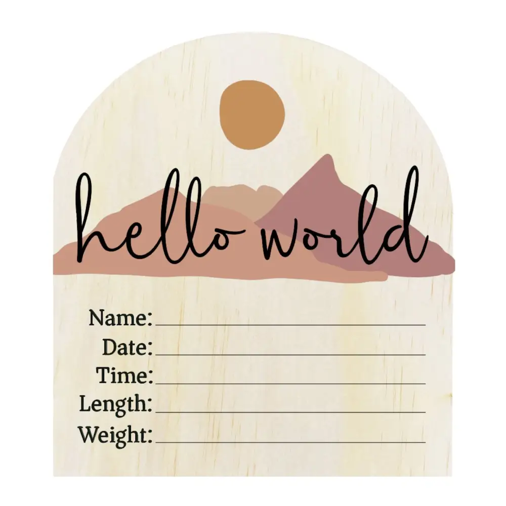 Hello World Desert Wooden Arch Birth Disc - Timber Tinkers