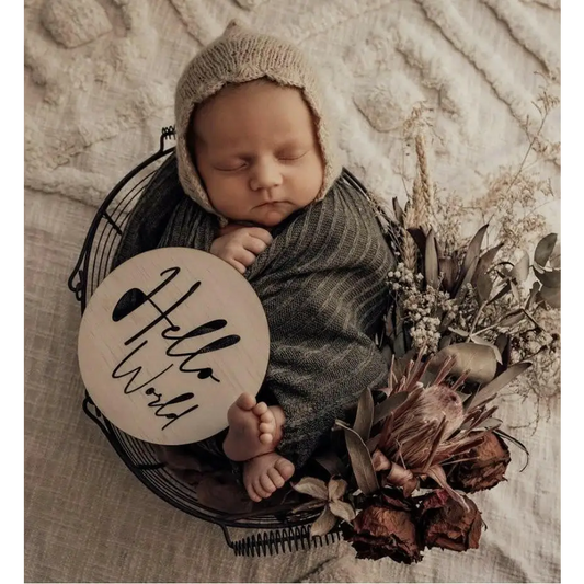 Hello World Scandi Birth Announcement - Timber Tinkers