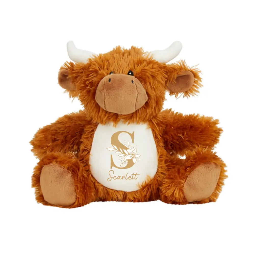 Highland Cow Plush - Floral Letter