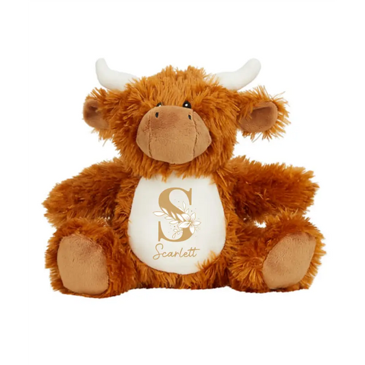 Highland Cow Plush - Floral Letter