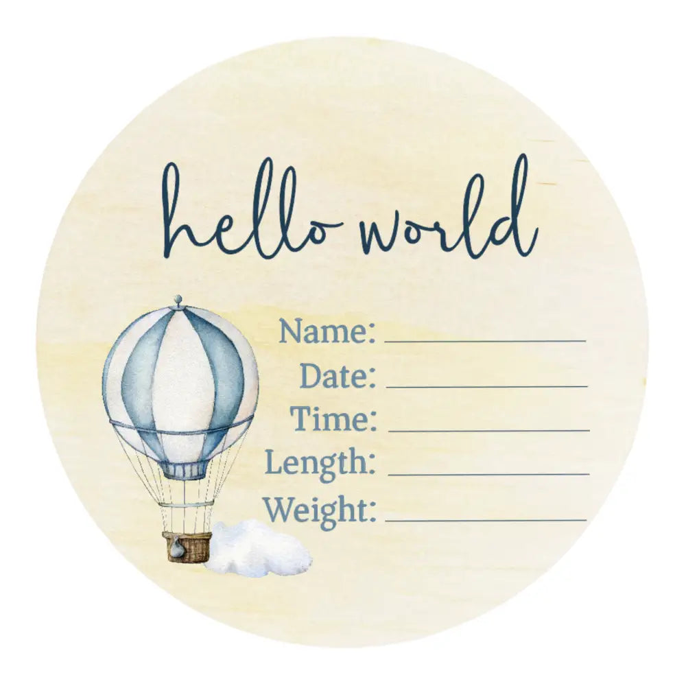 Hot Air Balloon Wooden Birth Disc - Timber Tinkers