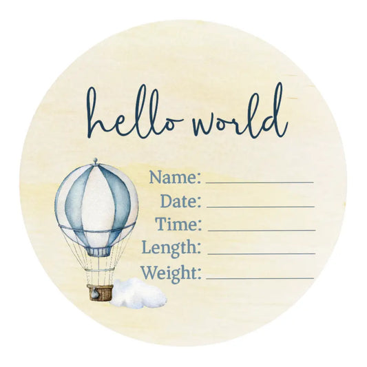 Hot Air Balloon Wooden Birth Disc - Timber Tinkers
